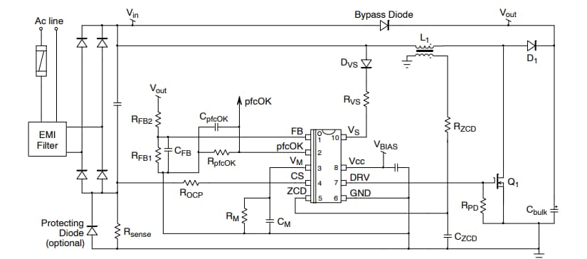 Schaltplan - onsemi NCP1655 Leistungsfaktor-Controller